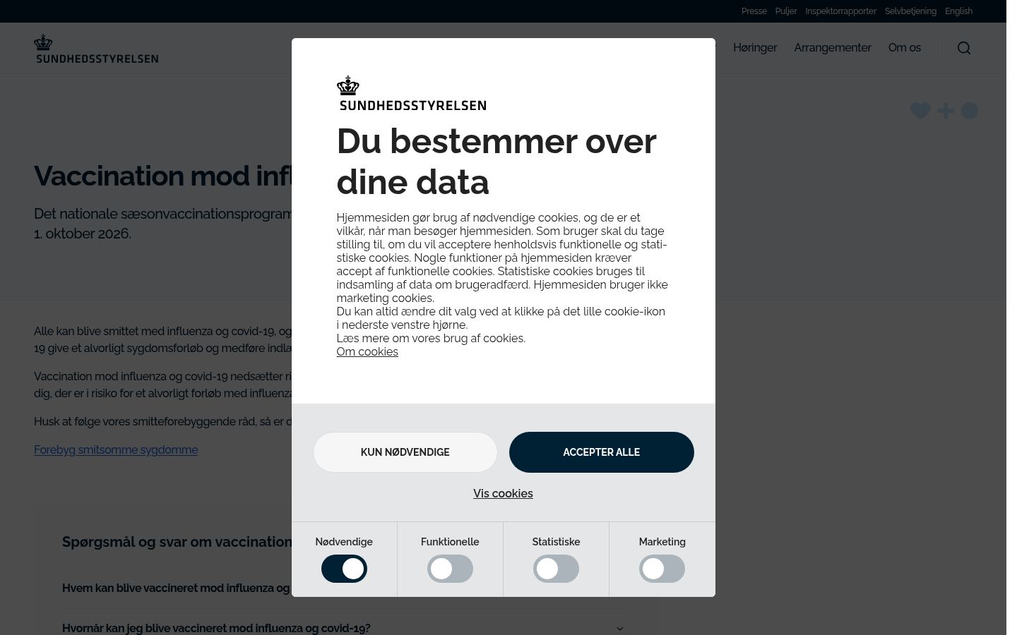 Snimka zaslona bannera za privolu prikazanog prije bilo kakve interakcije