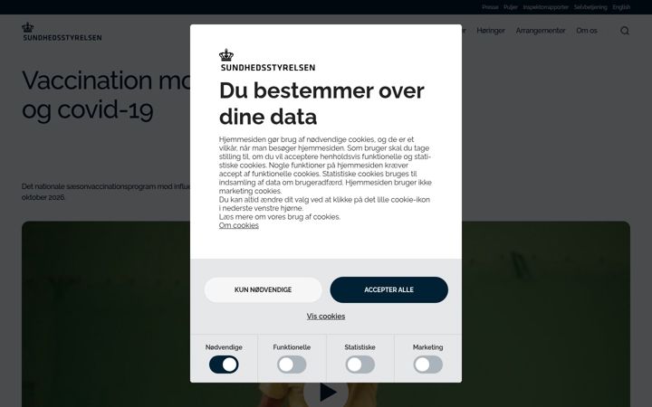 Screenshot of coronaprover.dk