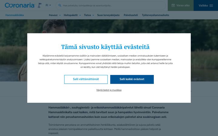 Screenshot of coronariahammasklinikka.fi
