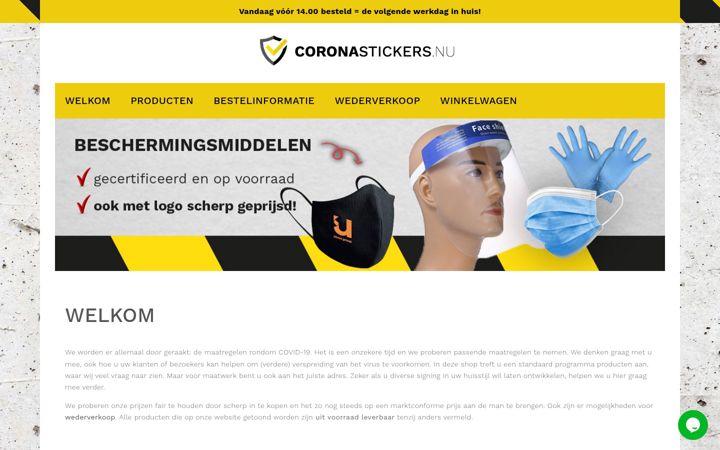 Screenshot ta' coronastickers.nu