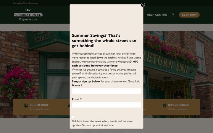 Screenshot of coronationstreetexperience.co.uk