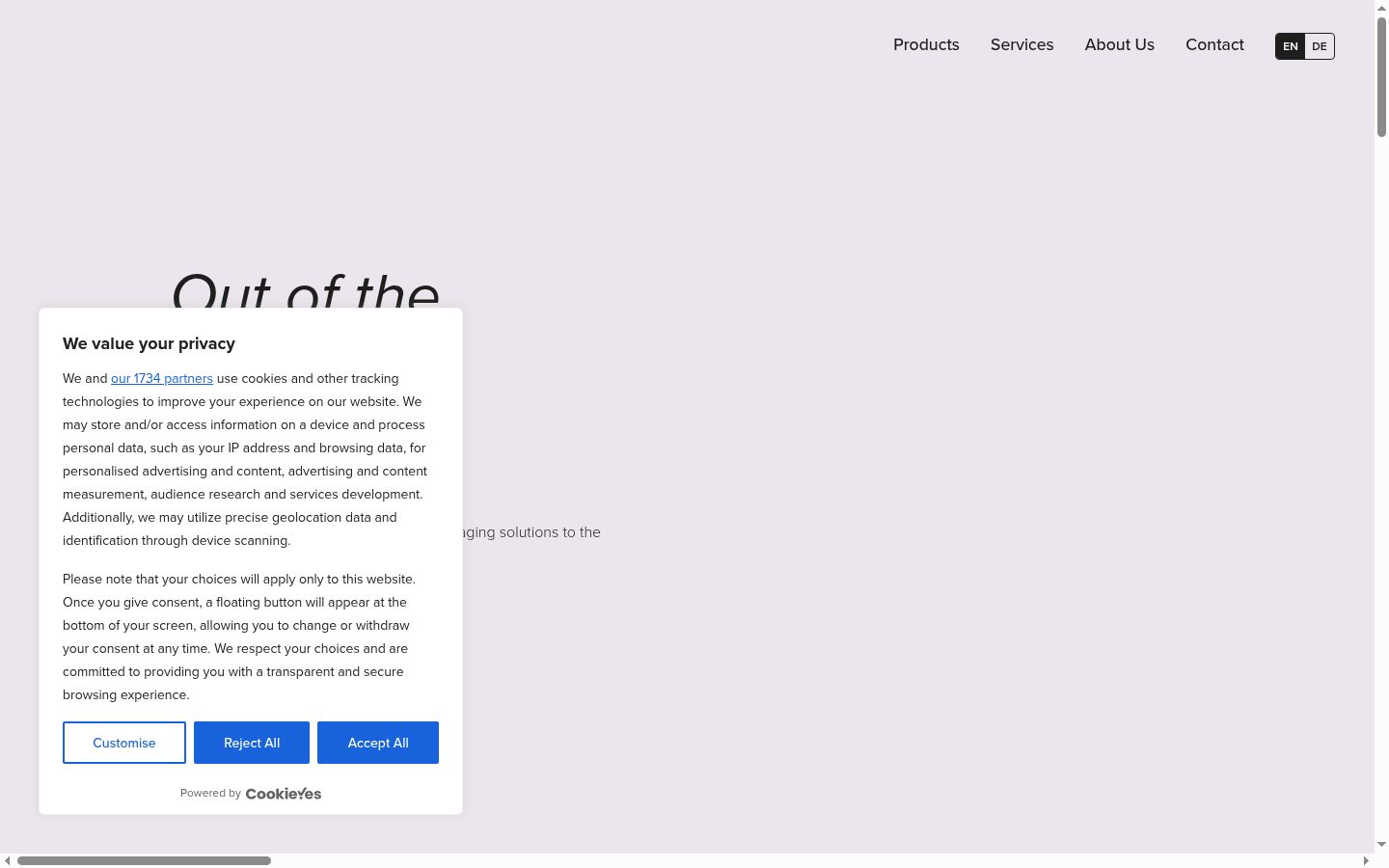 Screenshot of the consent banner shown before any interaction