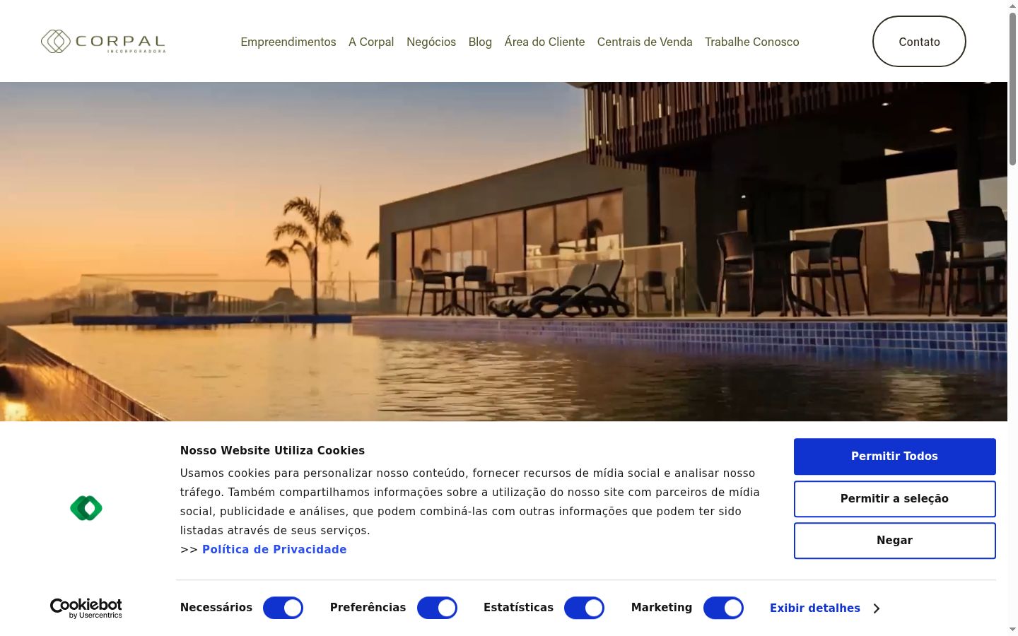 Screenshot del banner di consenso mostrato prima di qualsiasi interazione