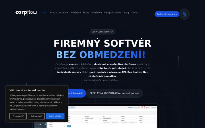 Zrzut ekranu corpflow.io