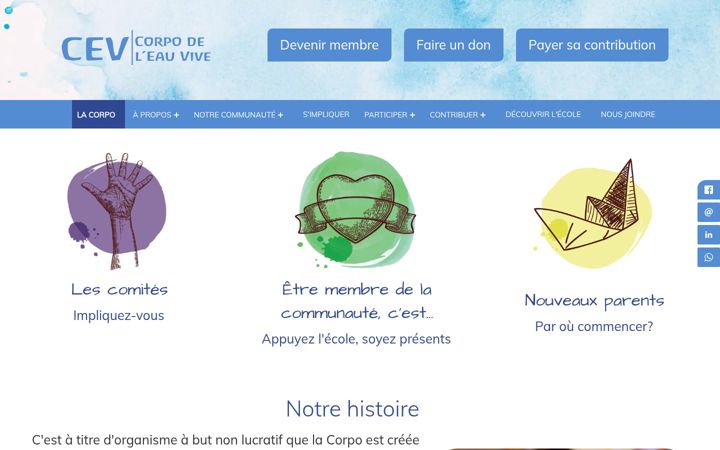 Screenshot of corpoeauvive.ca