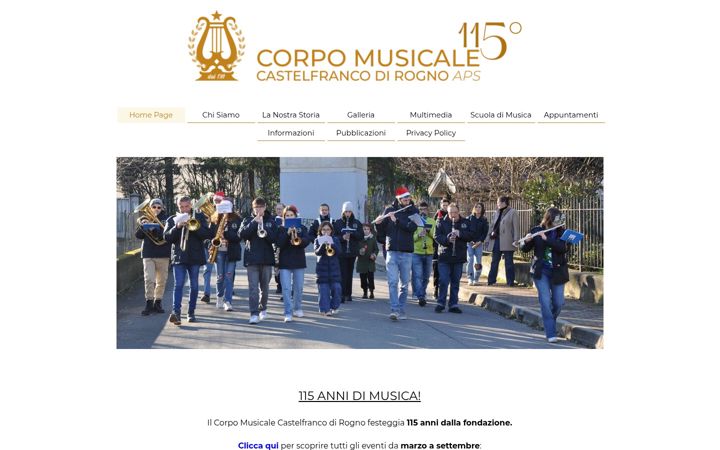 Screenshot of corpomusicalecastelfrancodirogno.it