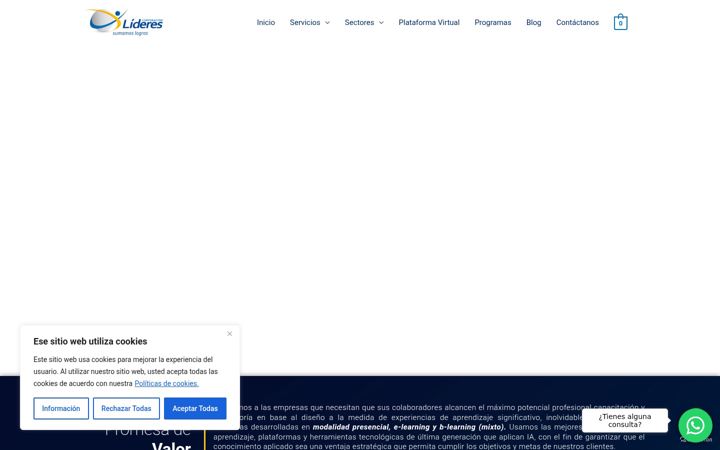 Screenshot of corporacionlideres.com