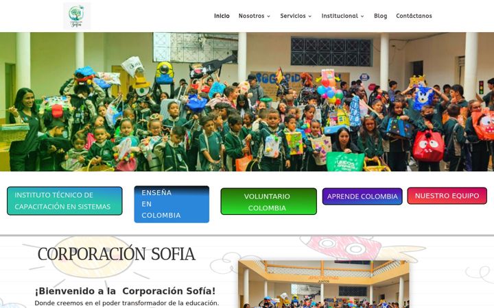 Screenshot of corporacionsofia.org.co