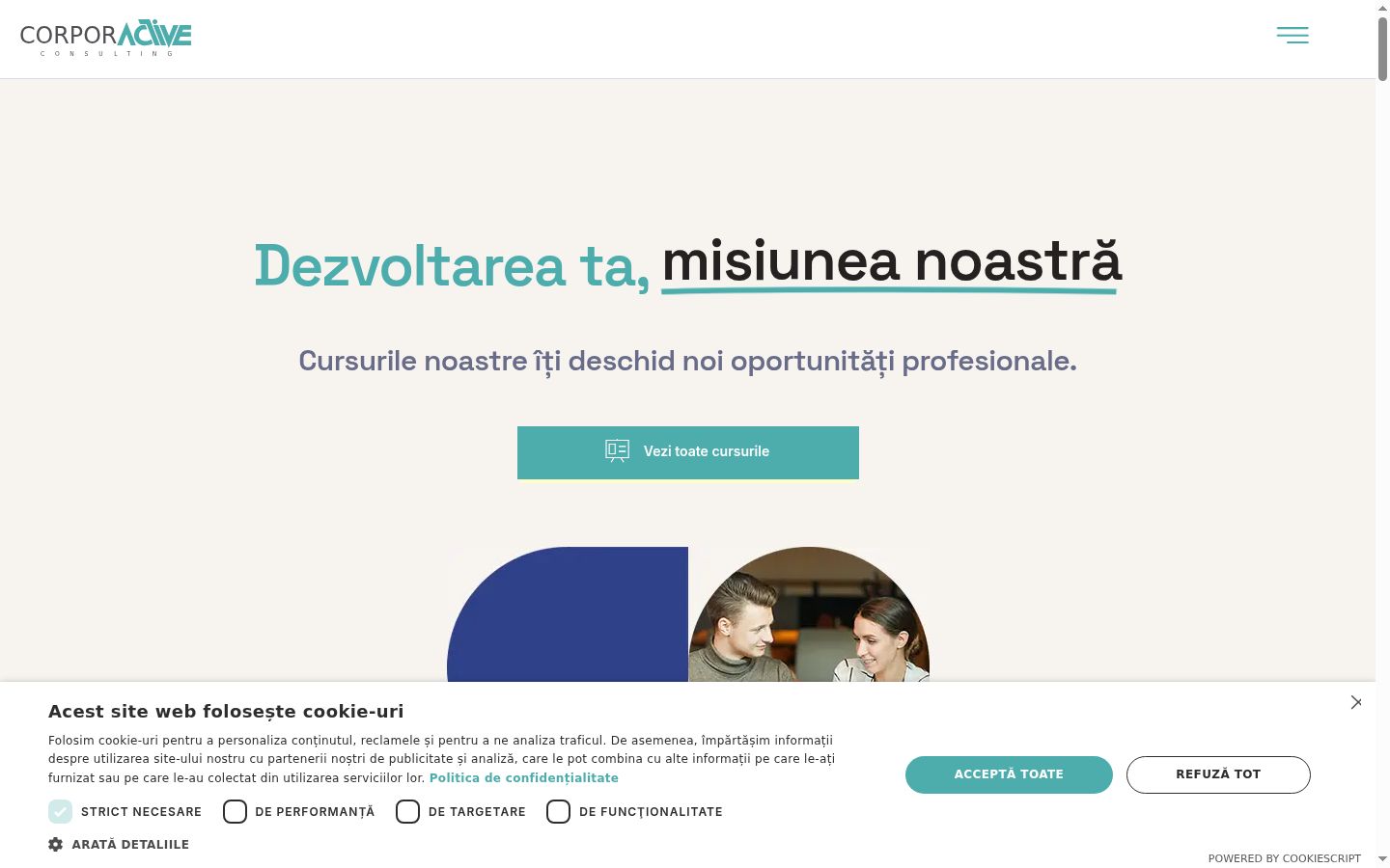 Screenshot of the consent banner shown before any interaction