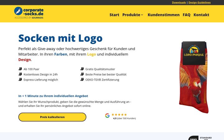 Screenshot of corporate-socks.de