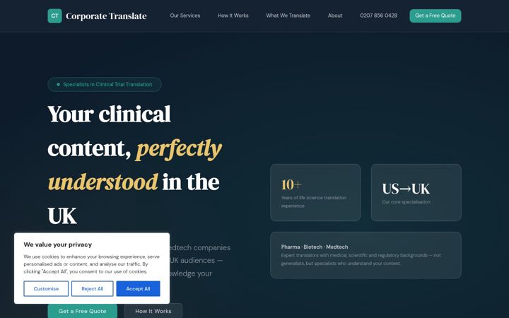 Screenshot of corporate-translate.com