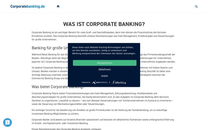 Screenshot of corporatebanking.de
