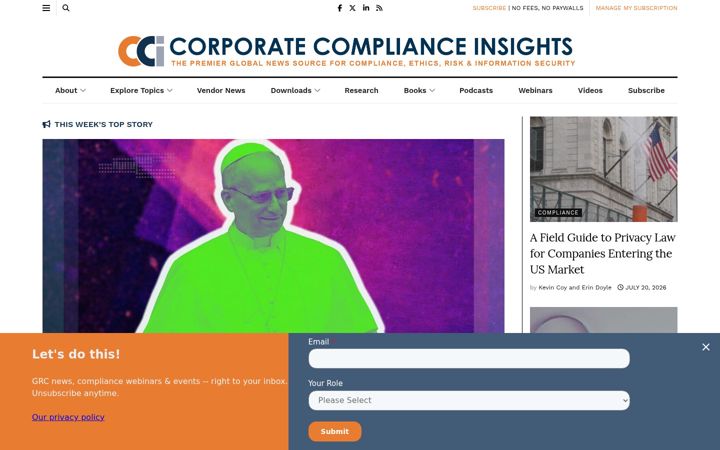 Screenshot of corporatecomplianceinsights.com