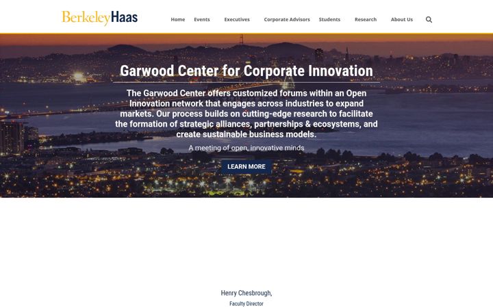 Screenshot of corporateinnovation.berkeley.edu