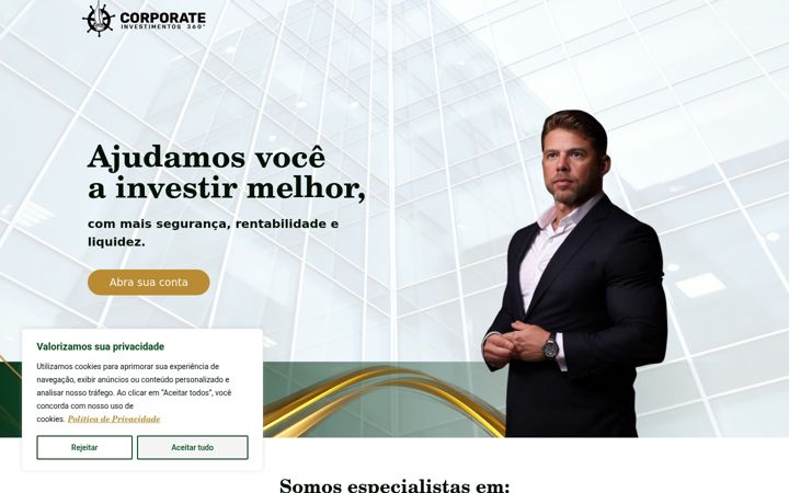 Screenshot of corporateinvestimentos360.com.br
