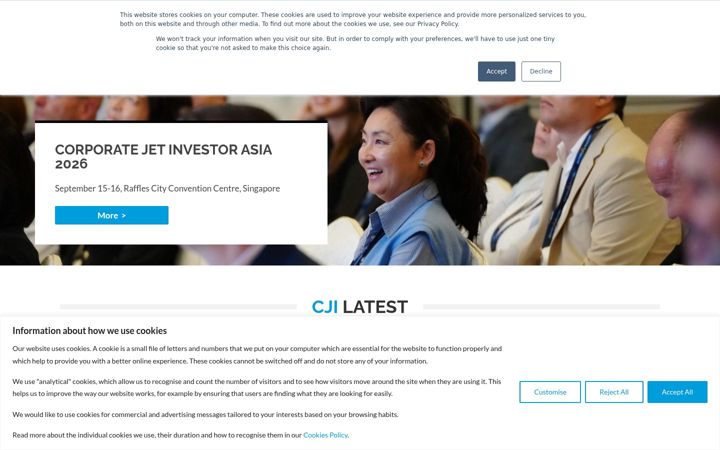 Screenshot of corporatejetinvestor.com