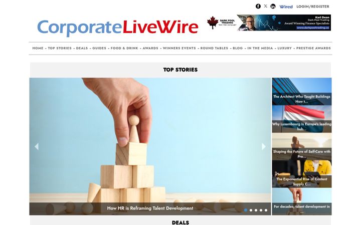 Screenshot of corporatelivewire.com