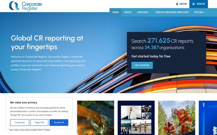 Screenshot of corporateregister.com