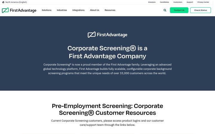 Screenshot of corporatescreening.com