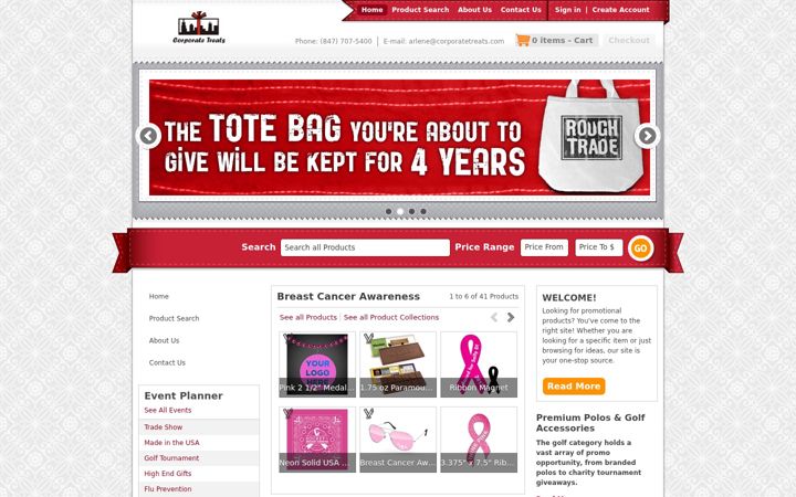 Screenshot of corporatetreats.com