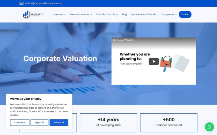 Snímek obrazovky corporatevaluation.co