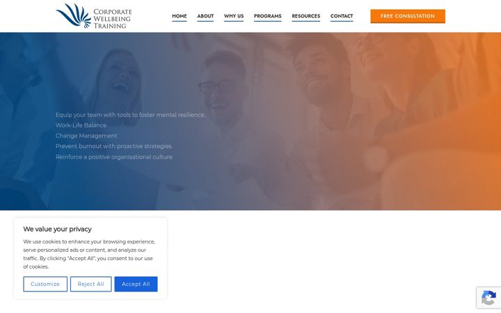 Screenshot of corporatewellbeingtraining.ie
