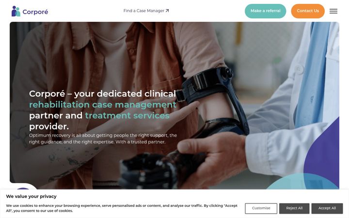 Screenshot ta' corpore.co.uk