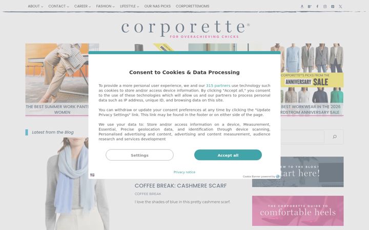 Screenshot of corporette.com