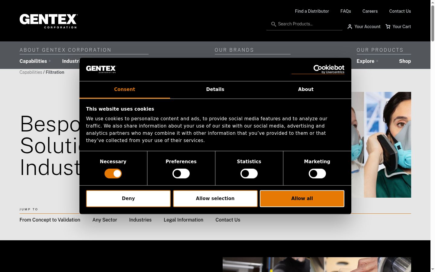 Screenshot of the consent banner shown before any interaction