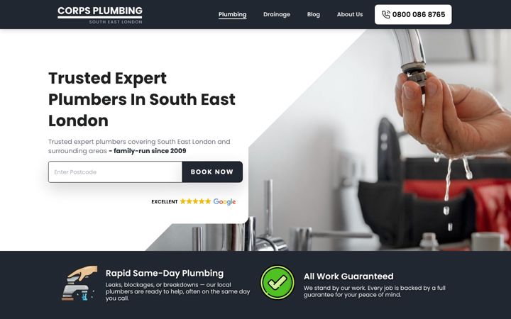 Screenshot of corpsplumbing.co.uk