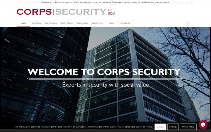 Screenshot of corpssecurity.co.uk