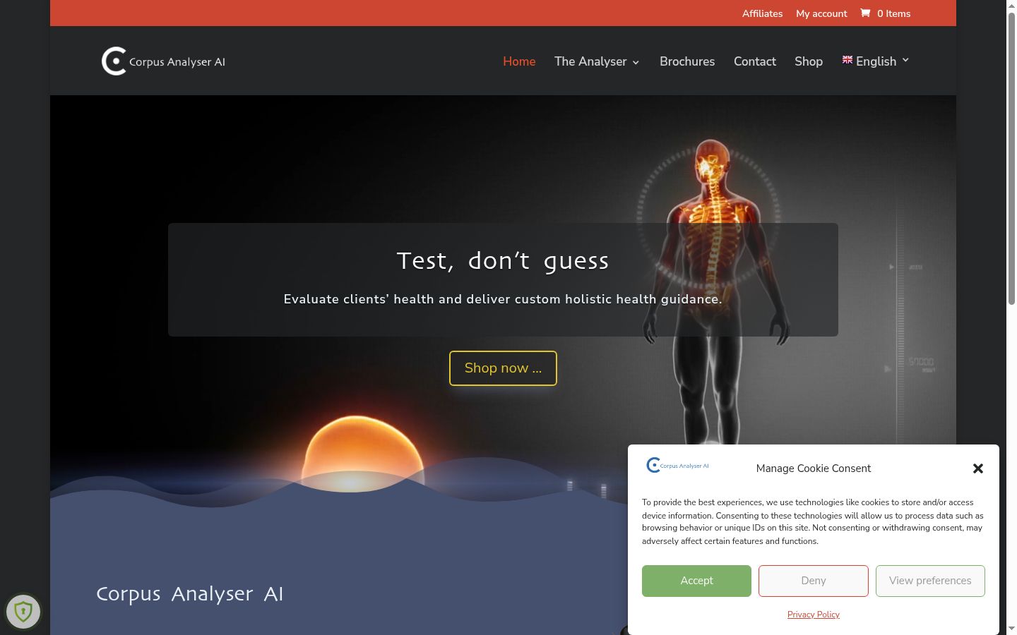Screenshot del banner di consenso mostrato prima di qualsiasi interazione