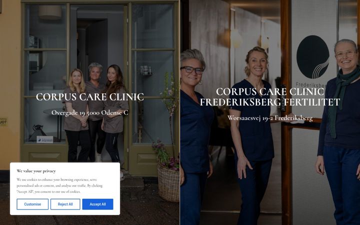 Screenshot of corpuscare-clinic.dk