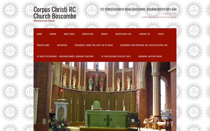 Screenshot of corpuschristiboscombe.org.uk