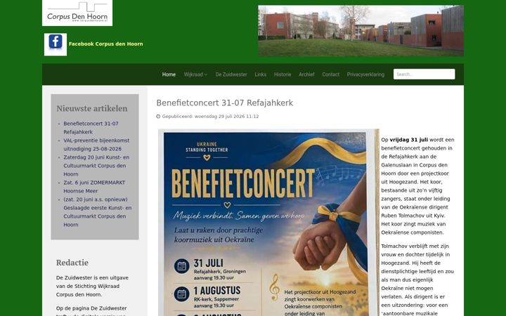 Screenshot of corpusdenhoorn.nl