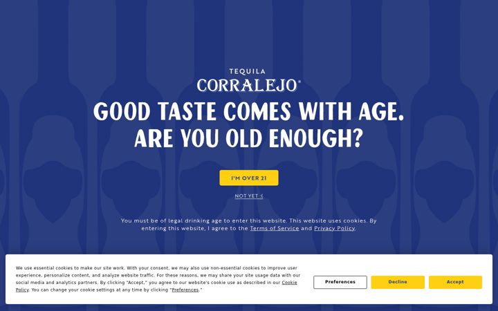Screenshot of corralejotequila.com