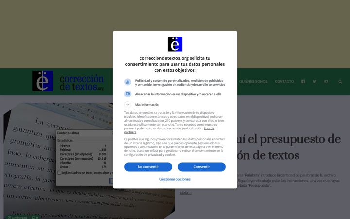 Ekraanipilt saidist correcciondetextos.org