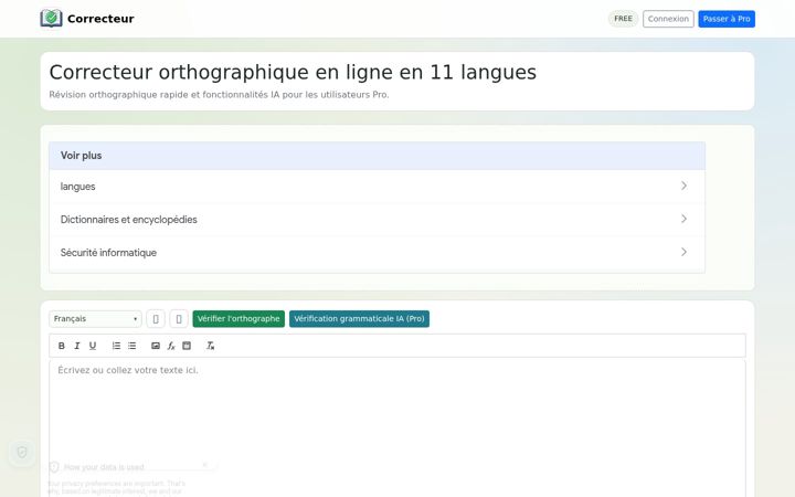 Screenshot of correcteurorthographe.net