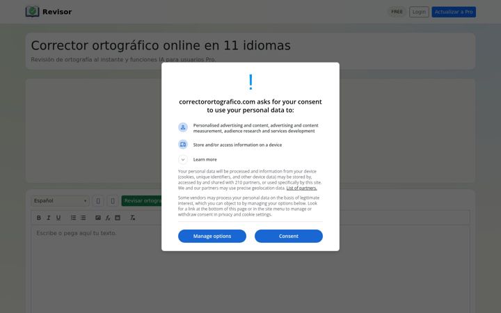 Screenshot of correctorortografico.com