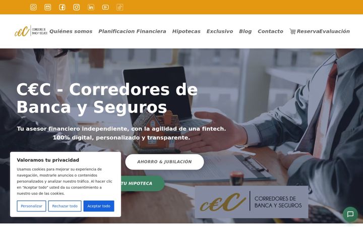 Screenshot of corredoresdebancayseguros.com