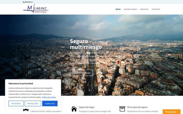 Screenshot of correduriadesegurosjuaranz.com