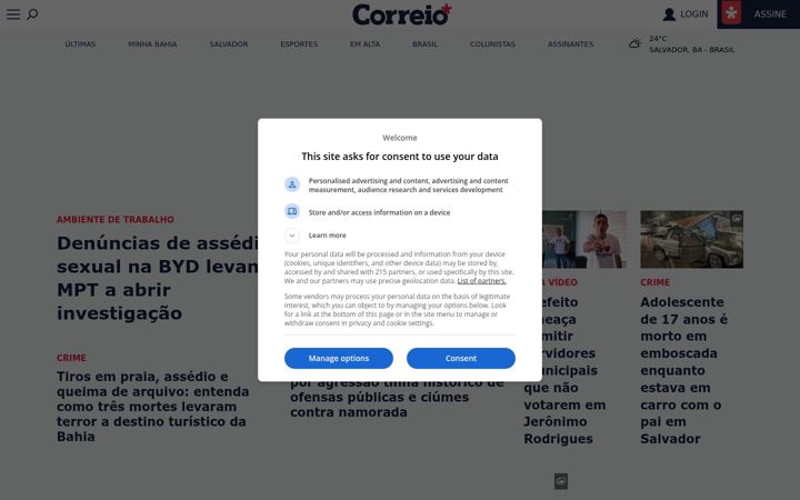 Skærmbillede af correio24horas.com.br