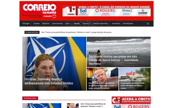 Screenshot of correiodamanhacanada.com