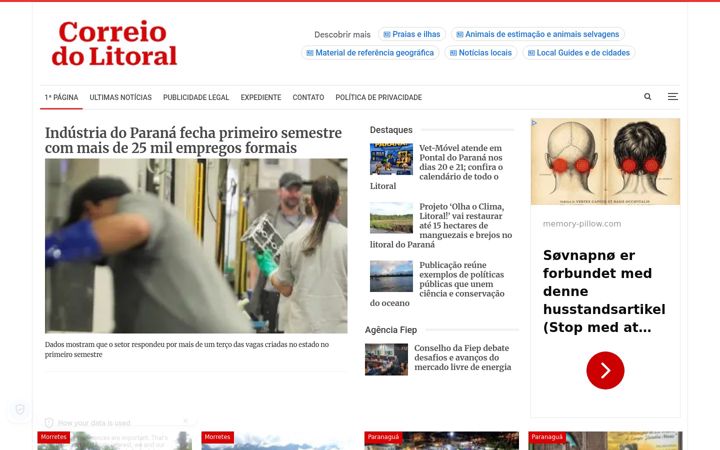 Screenshot of correiodolitoral.com