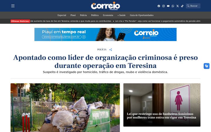 Capture d'écran de correiopiauiense.com.br