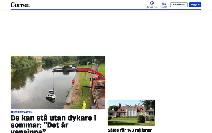 Screenshot of corren.se