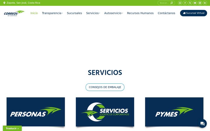 Screenshot of correos.go.cr