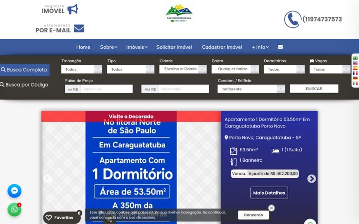Screenshot of corretoronlinecasa.com.br