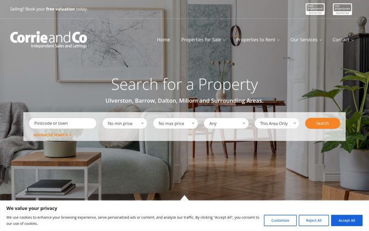 Screenshot of corrieandco.co.uk