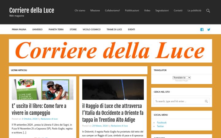 Screenshot of corrieredellaluce.com